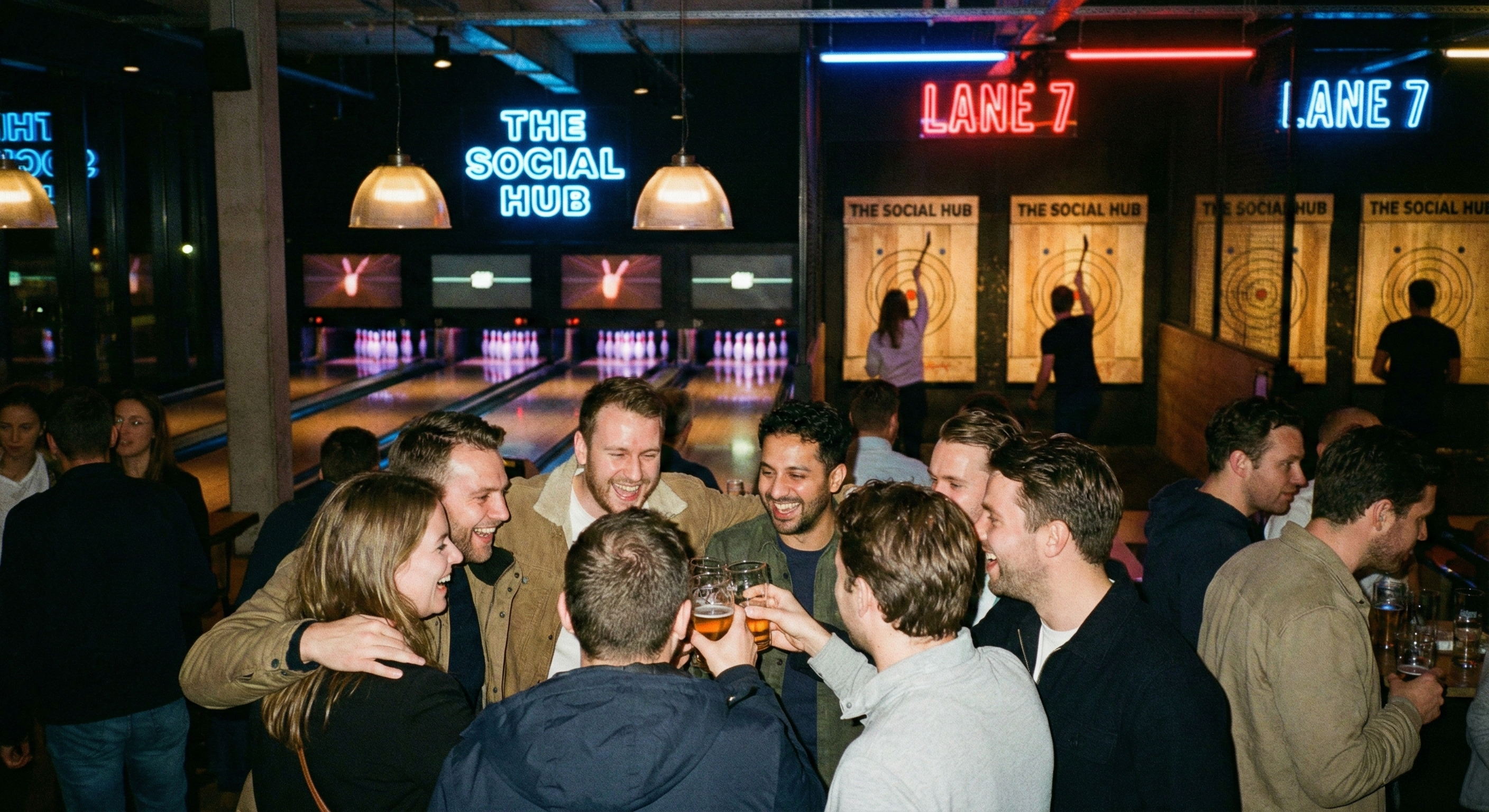 Group booking celebrating at entertainment venue